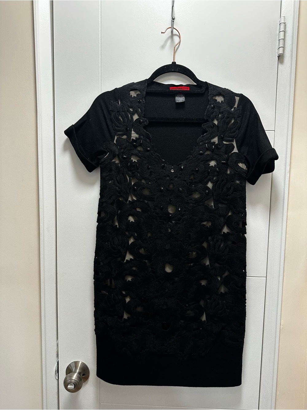 Vivienne Tam Black Wool-Blend Shell Top